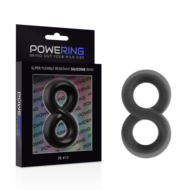 POWERING - SUPER FLEXIBLE Y RESISTENTE ANILLO PENE Y TESTICULOS PR12 NEGRO