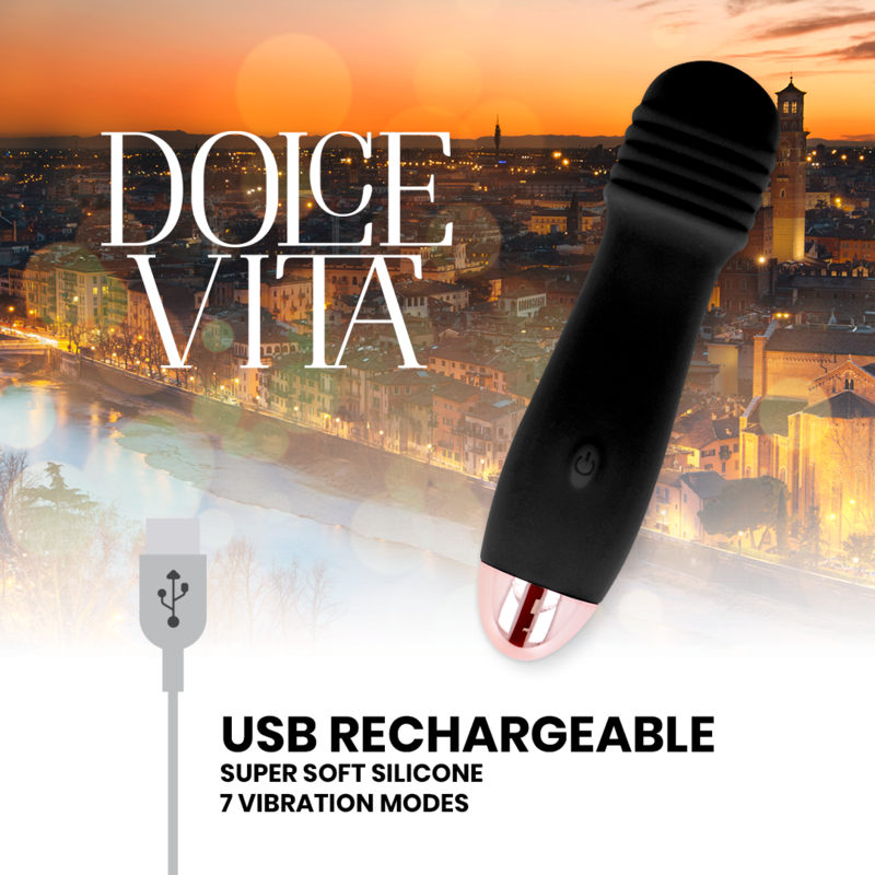 DOLCE VITA - VIBRADOR RECARGABLE TRES NEGRO 7 VELOCIDADES