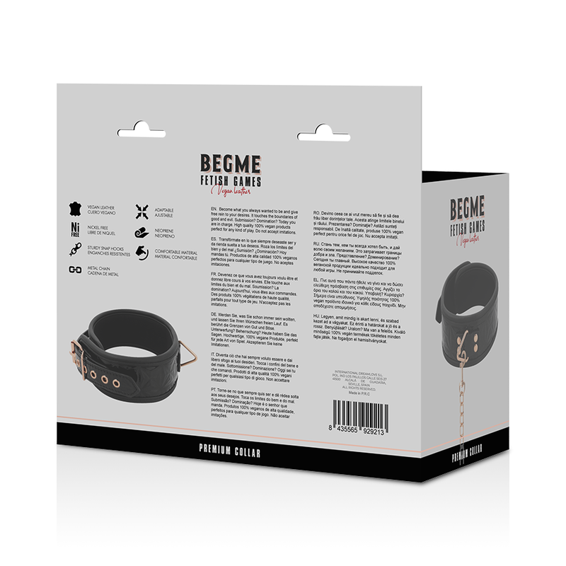 BEGME - BLACK EDITION COLLAR CUERO VEGANO CON FORRO DE NEOPRENO