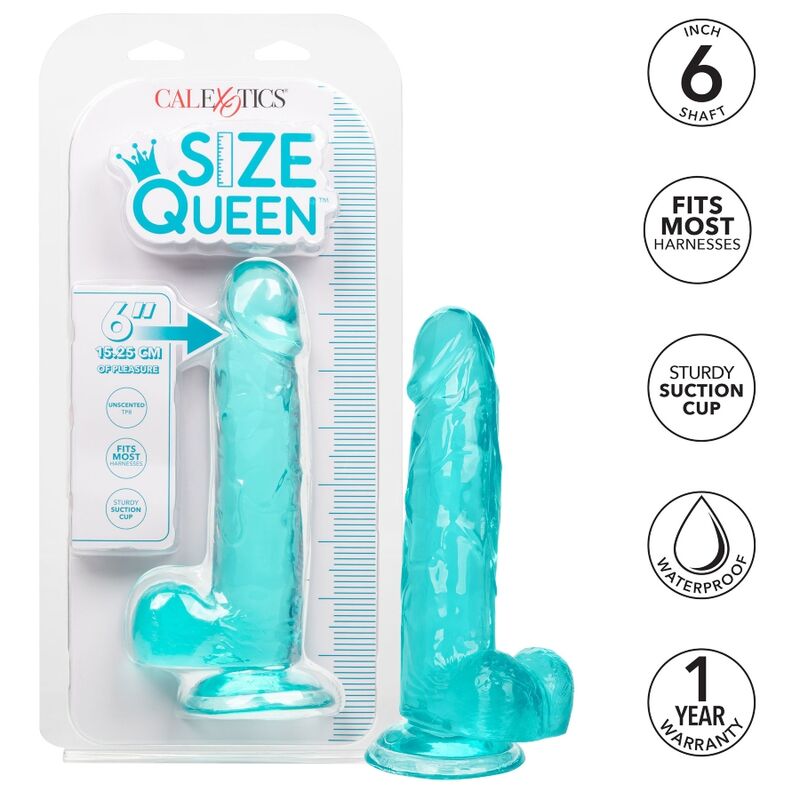 CALEXOTICS - SIZE QUEEN DILDO AZUL 15.3 CM