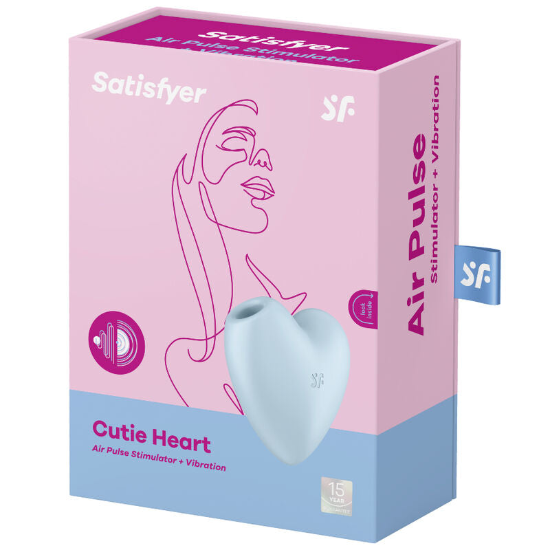 SATISFYER - CUTIE HEART ESTIMULADOR Y VIBRADOR AZUL