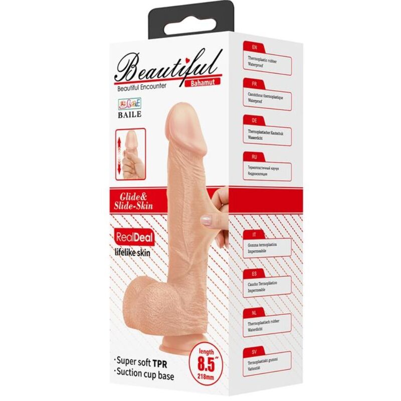 BAILE - BEAUTIFUL ENCOUNTER BAHAMUT DILDO REALISTICO FLEXIBLE 21.8 CM NATURAL