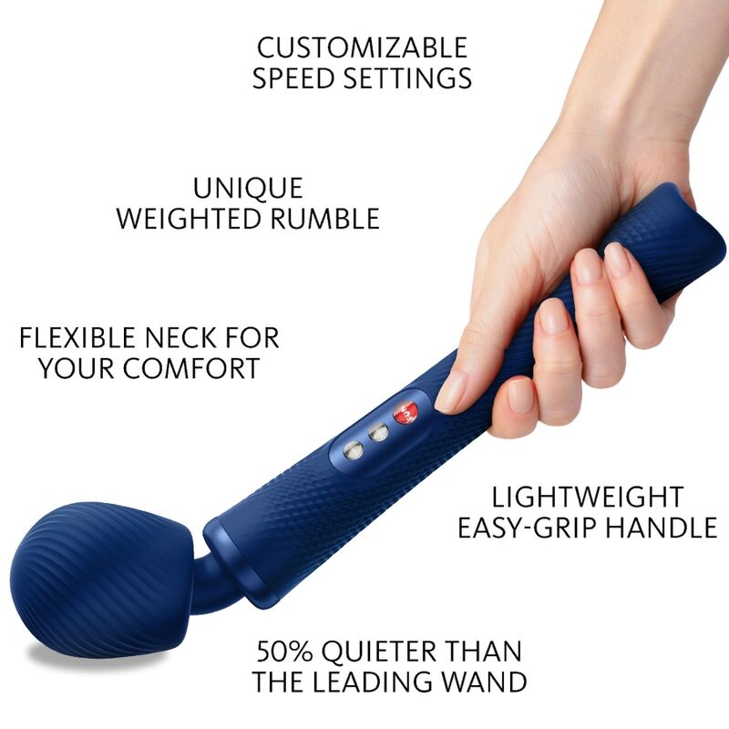 FUN FACTORY - VIM WAND RUMBLE VIBRADOR RECARGABLE SILICONA AZUL MEDIANOCHE