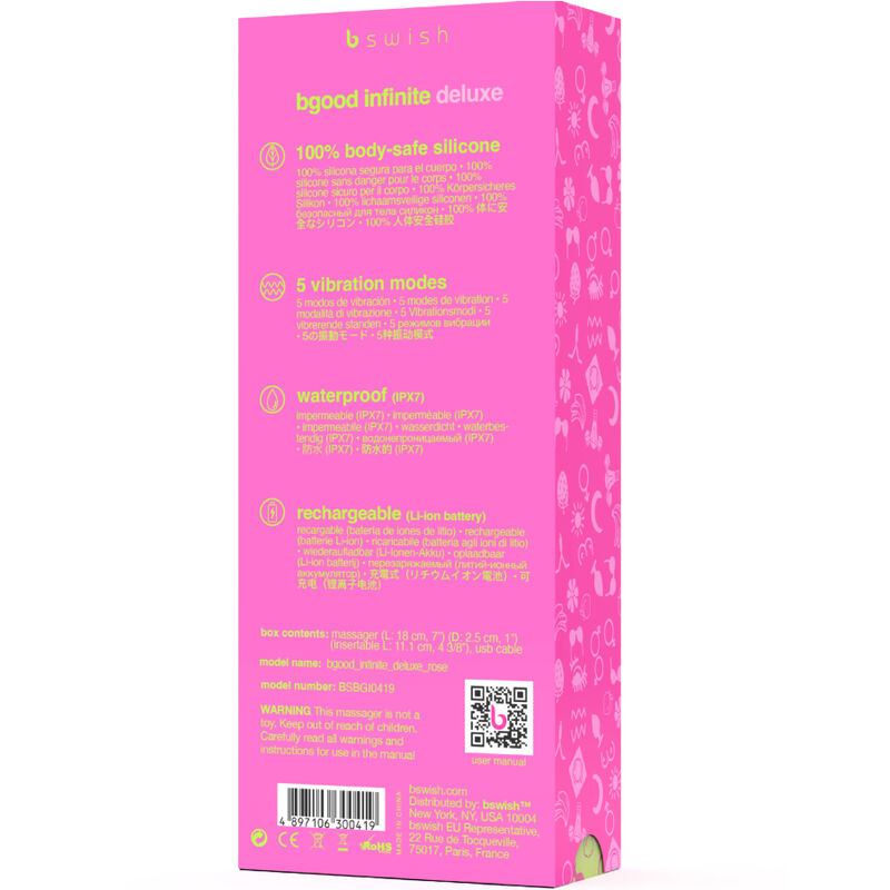 B SWISH - BGOOD INFINITE DELUXE VIBRADOR RECARGABLE SILICONA ROSA