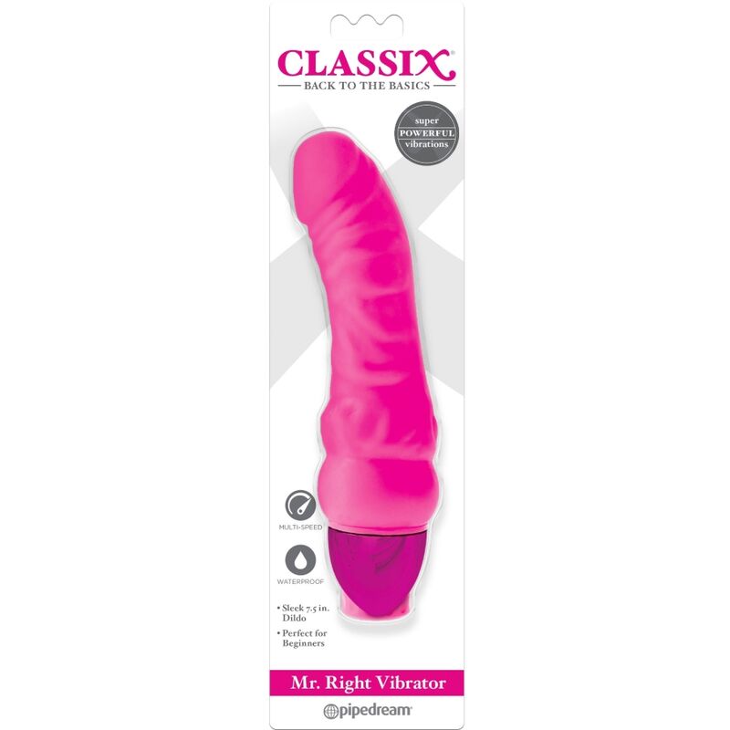 CLASSIX - DILDO VIBRADOR MR. RIGHT MULTIVELOCIDAD 15.5 CM ROSA