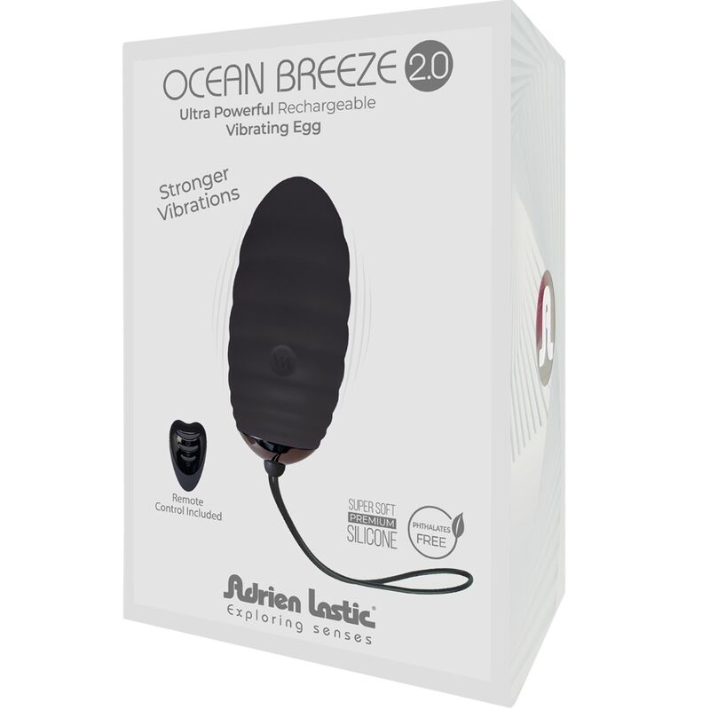 ADRIEN LASTIC - OCEAN BREEZE 2.0 HUEVO VIBRADOR RECARGABLE CONTROL REMOTO NEGRO