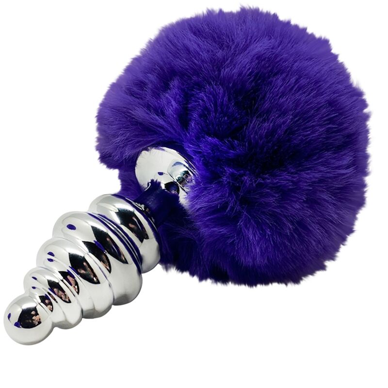 ALIVE - ANAL PLEASURE PLUG ESPIRAL METAL POMPON VIOLETA OSCURO TALLA M