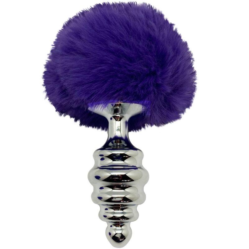 ALIVE - ANAL PLEASURE PLUG ESPIRAL METAL POMPON VIOLETA OSCURO TALLA S