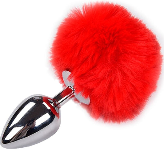 ALIVE - ANAL PLEASURE PLUG LISO METAL POMPON ROJO TALLA M