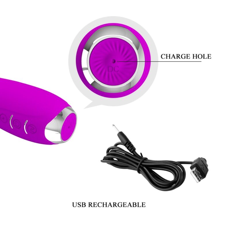 PRETTY LOVE - HECTOR VIBRADOR ELECTROSHOCK RECARGABLE & IMPERMEABLE MORADO