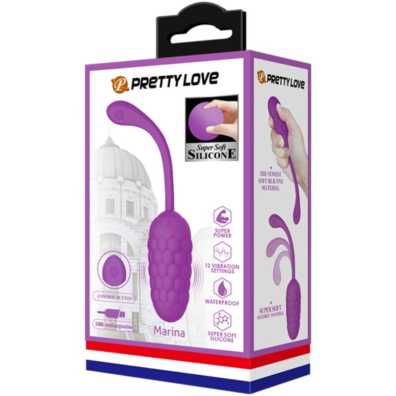 PRETTY LOVE - HUEVO VIBRADOR CON TEXTURA MARINA RECARGABLE MORADO