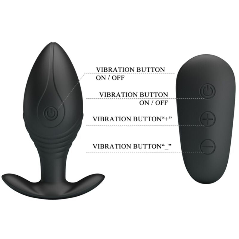 PRETTY LOVE - REGINA PLUG ANAL VIBRADOR RECARGABLE NEGRO