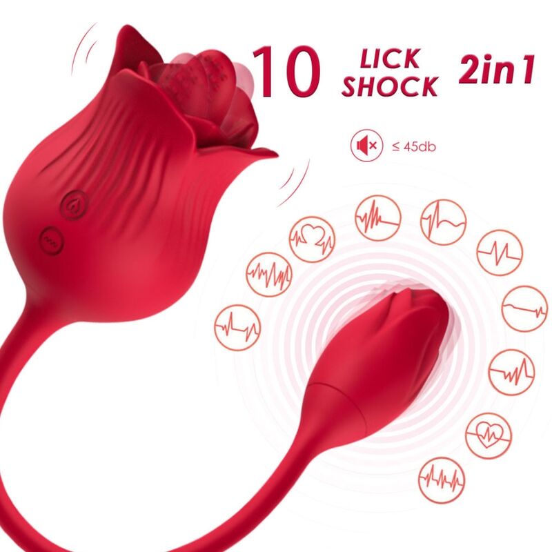 ARMONY - ROSA VIBRADOR ESTIMULADOR CLÍTORIS CON COLA 10 MODOS ROJO