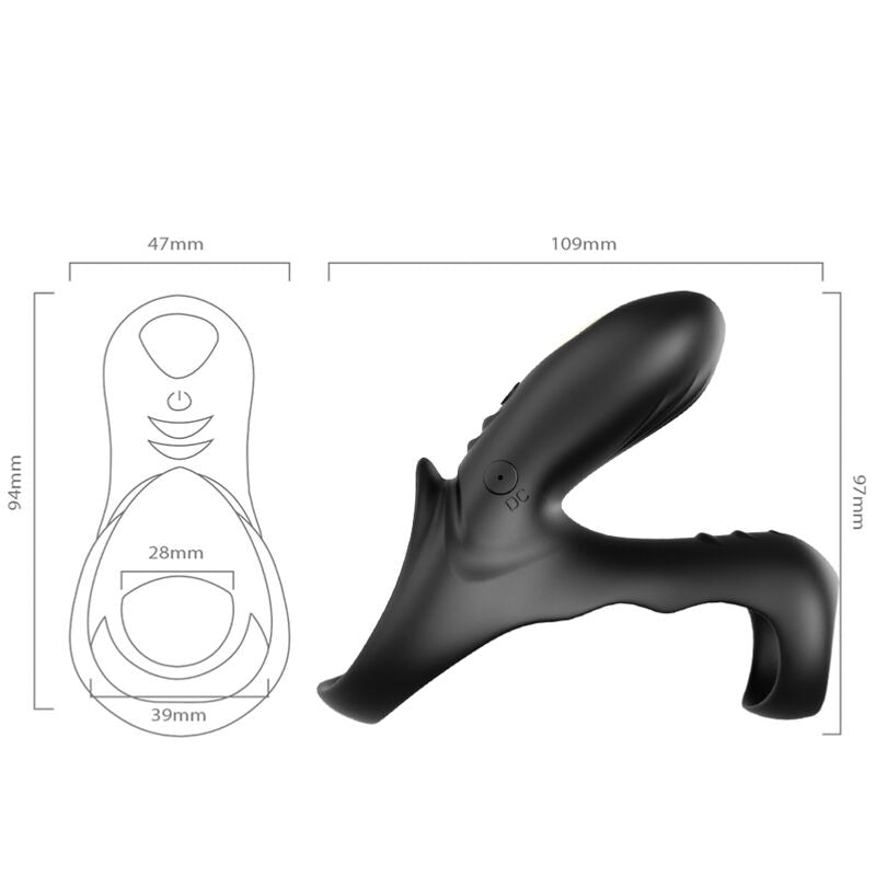 ARMONY - RANGER ANILLO DOBLE VIBRADOR PAREJA NEGRO