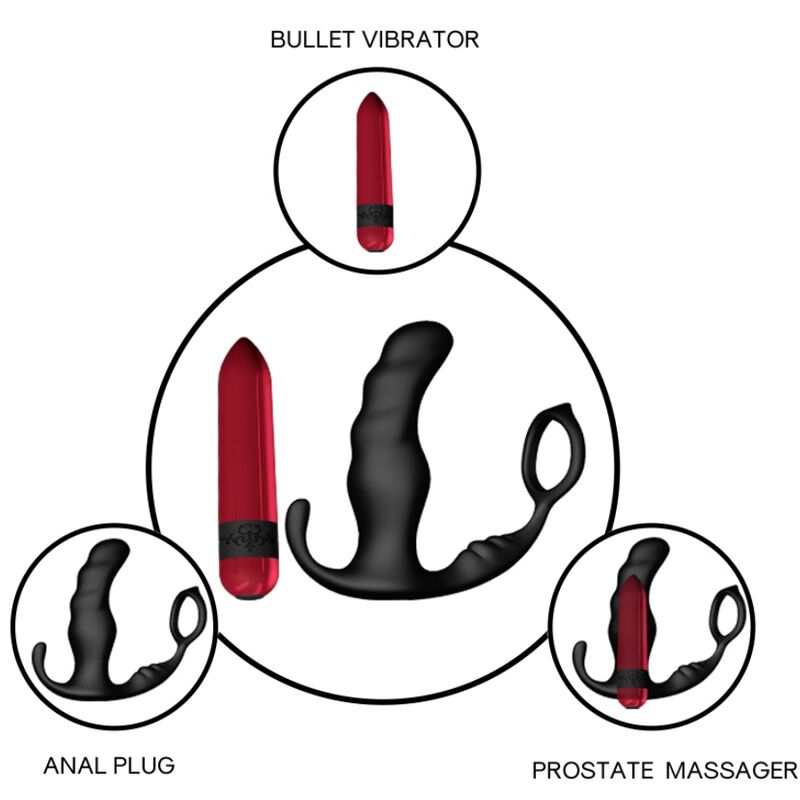 ARMONY - KNIGHT VIBRADOR ANAL PROSTATA & ANILLO CONTROL REMOTO NEGRO