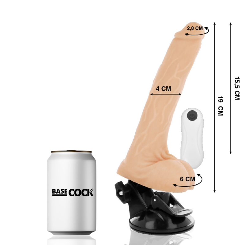 BASECOCK - VIBRADOR REALISTICO CONTROL REMOTO NATURAL 19 CM -O- 4 CM