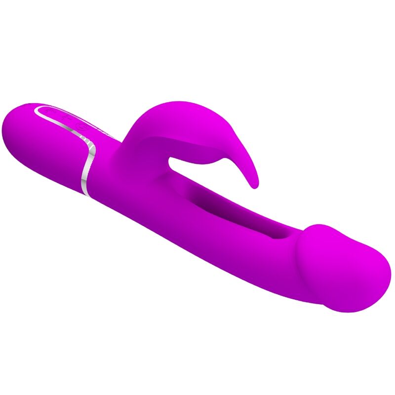 PRETTY LOVE - KAMPAS VIBRADOR RABBIT 3 EN 1 MULTIFUNCIÓN CON LENGUA FUCSIA