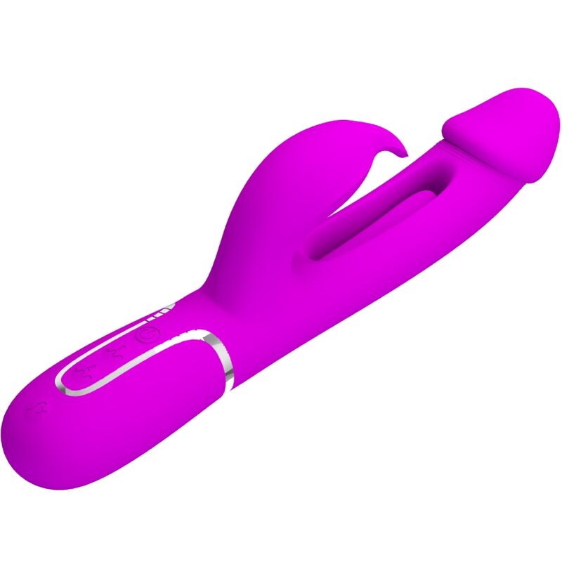 PRETTY LOVE - KAMPAS VIBRADOR RABBIT 3 EN 1 MULTIFUNCIÓN CON LENGUA FUCSIA