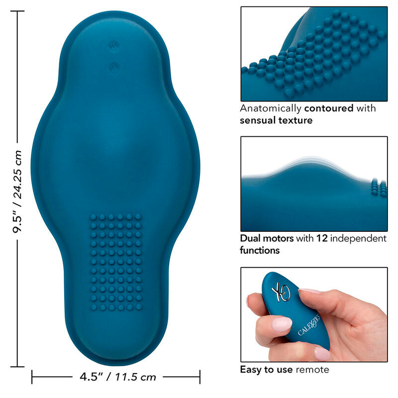 CALEXOTICS - RIDER MASAJEADOR DOBLE MOTOR CONTROL REMOTO AZUL