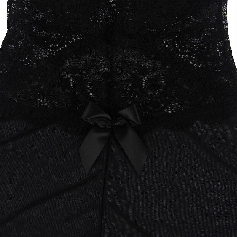 SUBBLIME - BABYDOLL TELA DE TUL DETALLE ENCAJE Y FLOR NEGRO S/M