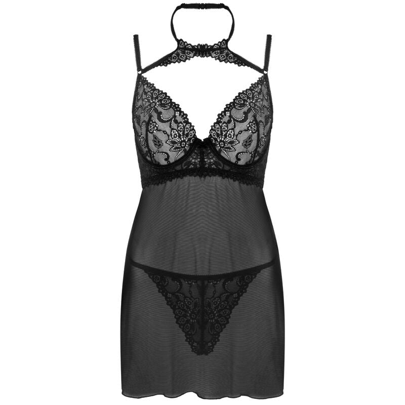 LIVCO CORSETTI FASHION - BINELLA SET BABYDOLL + TANGA NEGRO S/M