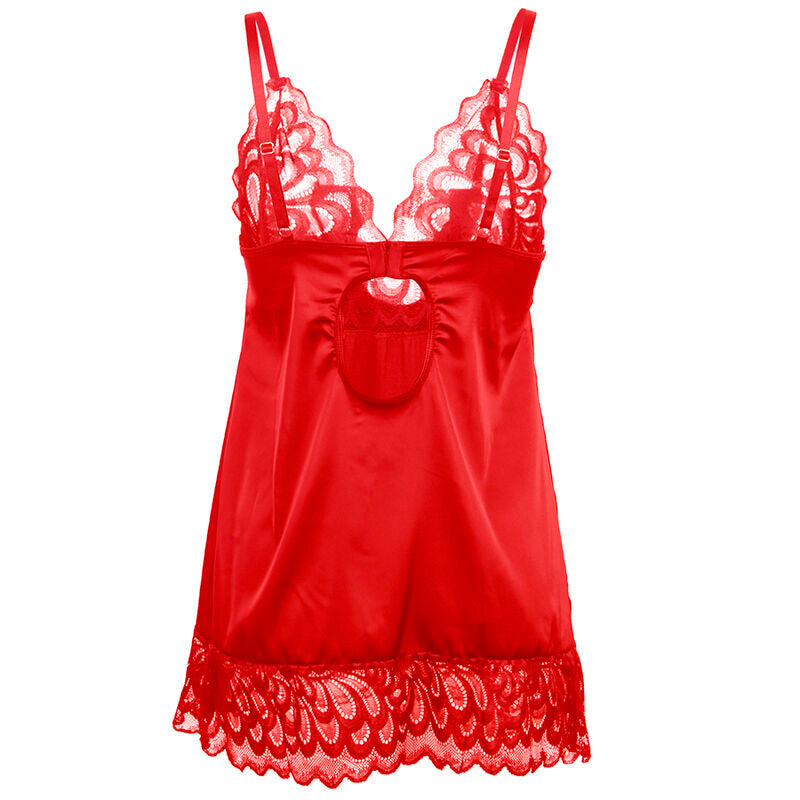 SUBBLIME - BABYDOLL SATINADO CON ENCAJE ROJO S/M