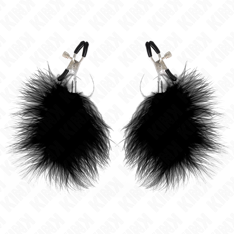 KINK - PINZAS PARA PEZONES CON PLUMA NEGRO 7 CM