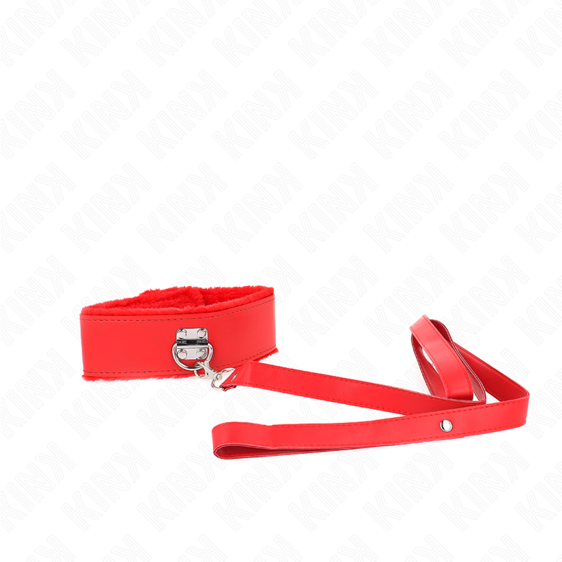 KINK - COLLAR CON CORREA 116 CM CON TACHUELAS PLATEADAS MODELO 4 ROJO AJUSTABLE 40-48 CM X 6 CM