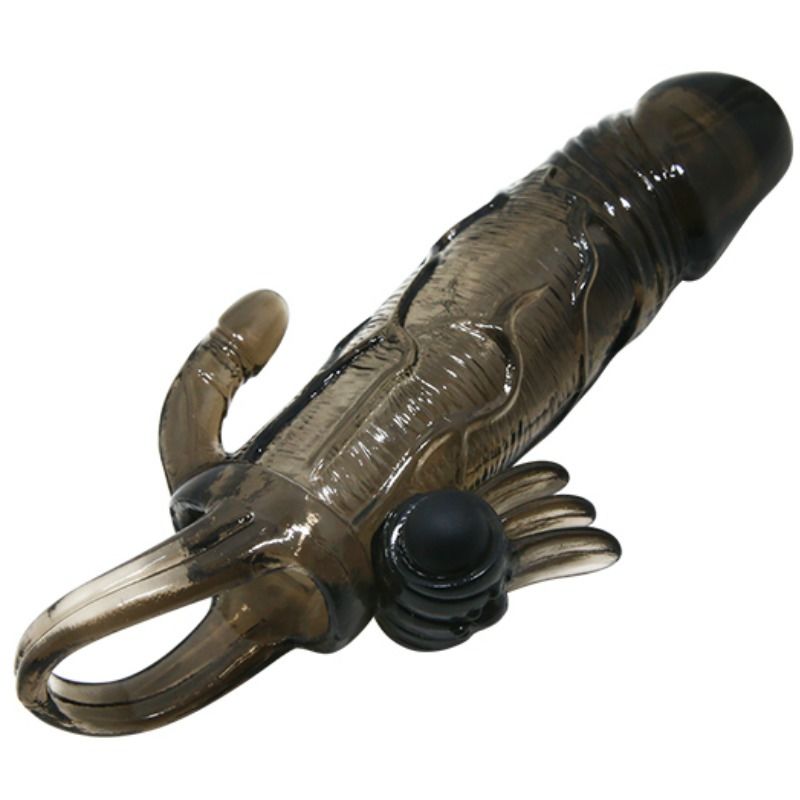 BAILE - BRAVE MAN FUNDA PENE ANAL Y CLITORIS VIBRADOR 16.5 CM NEGRO