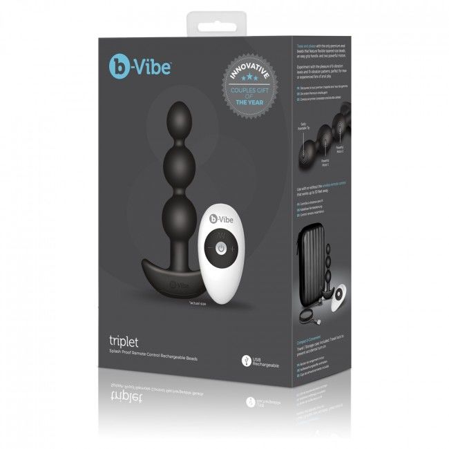 B-VIBE - TRIPLET ANAL CONTROL REMOTO BEADS NEGRO