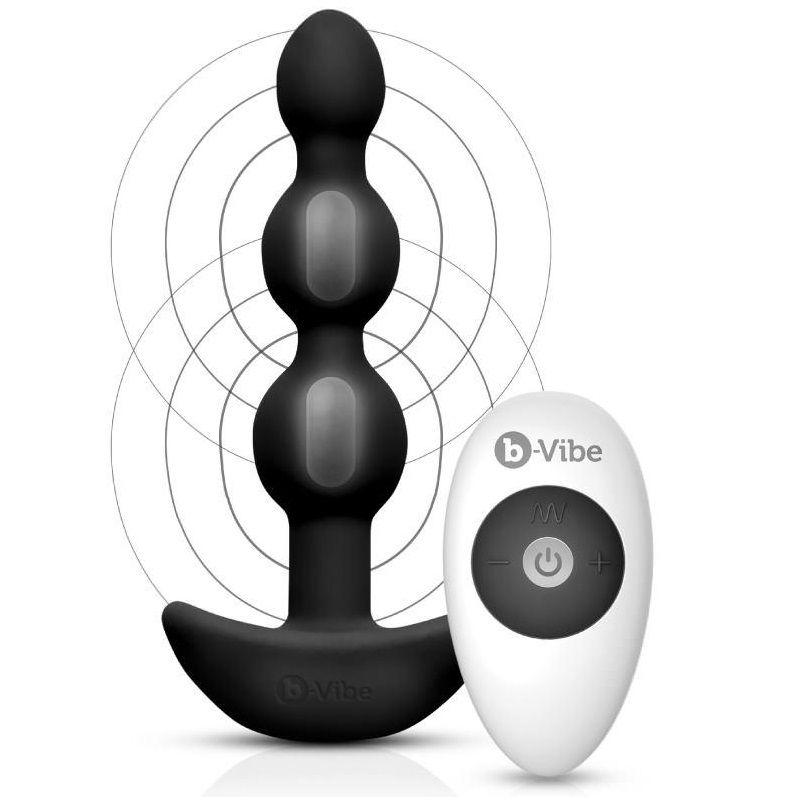 B-VIBE - TRIPLET ANAL CONTROL REMOTO BEADS NEGRO