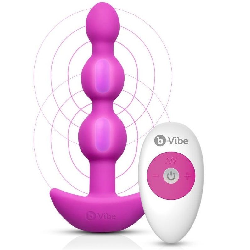 B-VIBE - TRIPLET ANAL CONTROL REMOTO BEADS ROSA