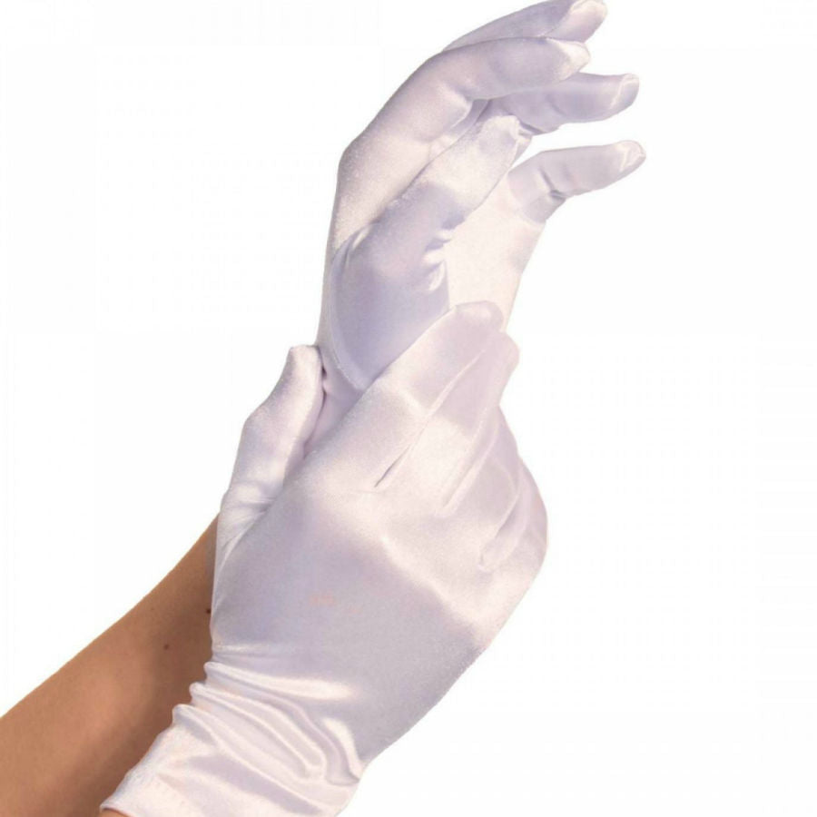 LEG AVENUE - GUANTES SATIN BLANCO