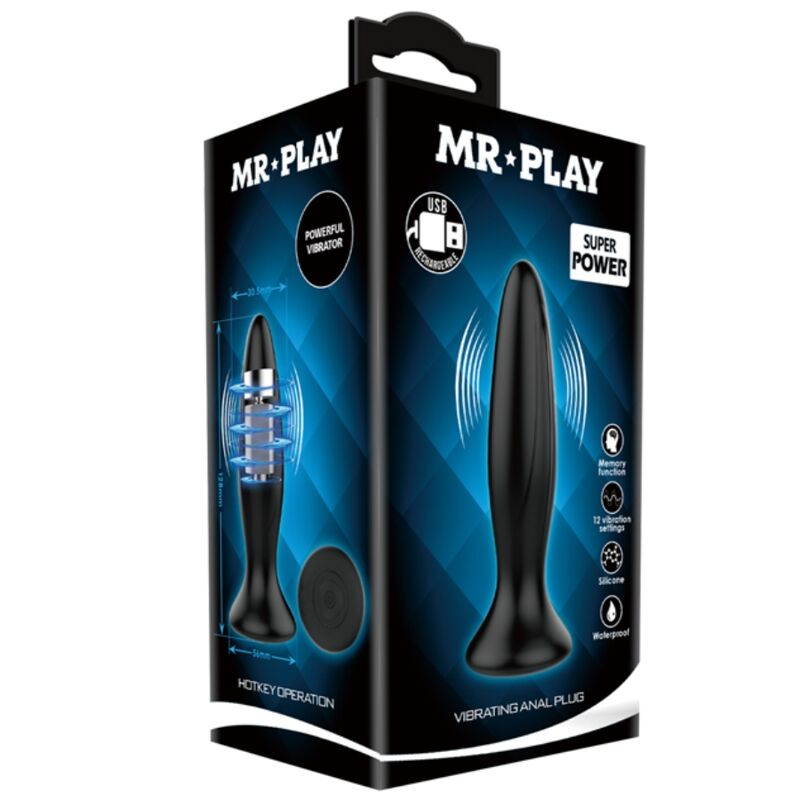 MR PLAY - PLUG ANAL VIBRADOR NEGRO RECARGABLE