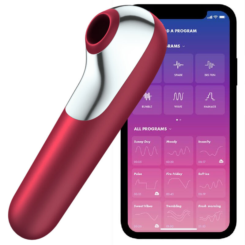 SATISFYER - DUAL LOVE VIBRADOR Y SUCCIONADOR CON AIRE PULSADO ROJO