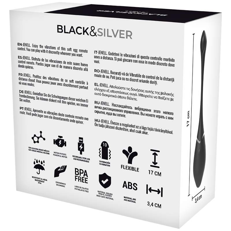 BLACK&SILVER - JENELL HUEVO VIBRADOR RECARGABLE